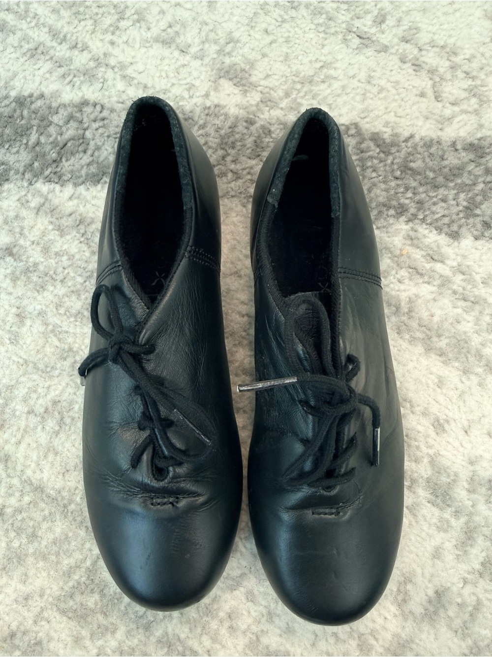 Capezio Black Leather Girls/Women's Lace-Up Tap Dance Shoes - CG19
